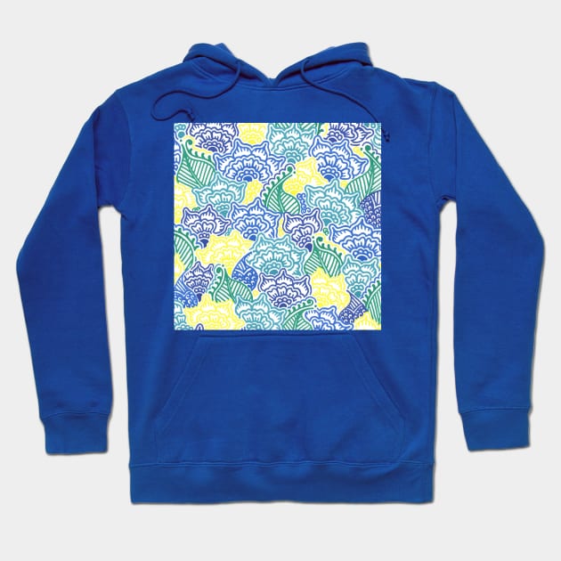 Blue and Yellow Garden Hoodie by HLeslie Design